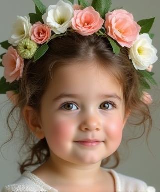 Ritratto di bambina con corona di fiori