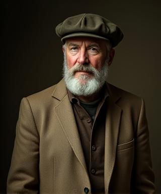 Ritratto realistico di uomo con barba e cappello